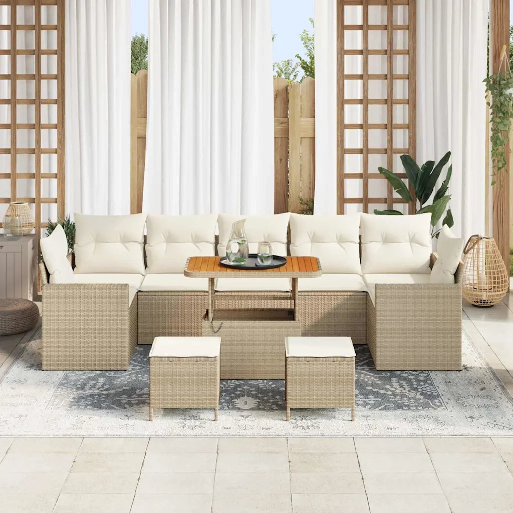 Set Divano da Giardino 13 pcs Nero e Crema polyrattan 3363551