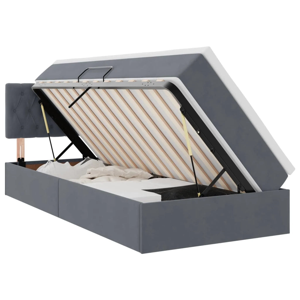 Letto con Contenitore Grigio scuro 100 x 200 cm Velluto