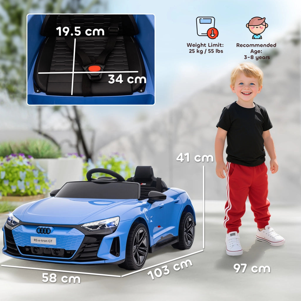 Macchina Elettrica per Bambini Licenza Audi RS con Telecomando Blu e Nero