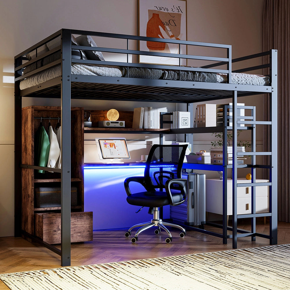 Letto gaming - Xylo - 140x200 cm LED metallo nero