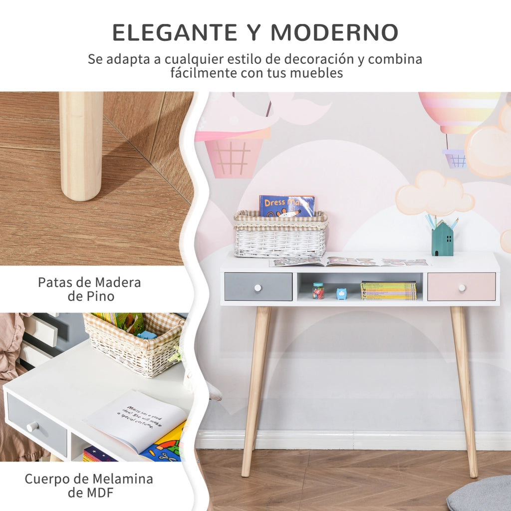 Scrivania per Bambini ¨C Minimal ¨C 100x48x76,5 cm Multicolor con 2 Cassetti