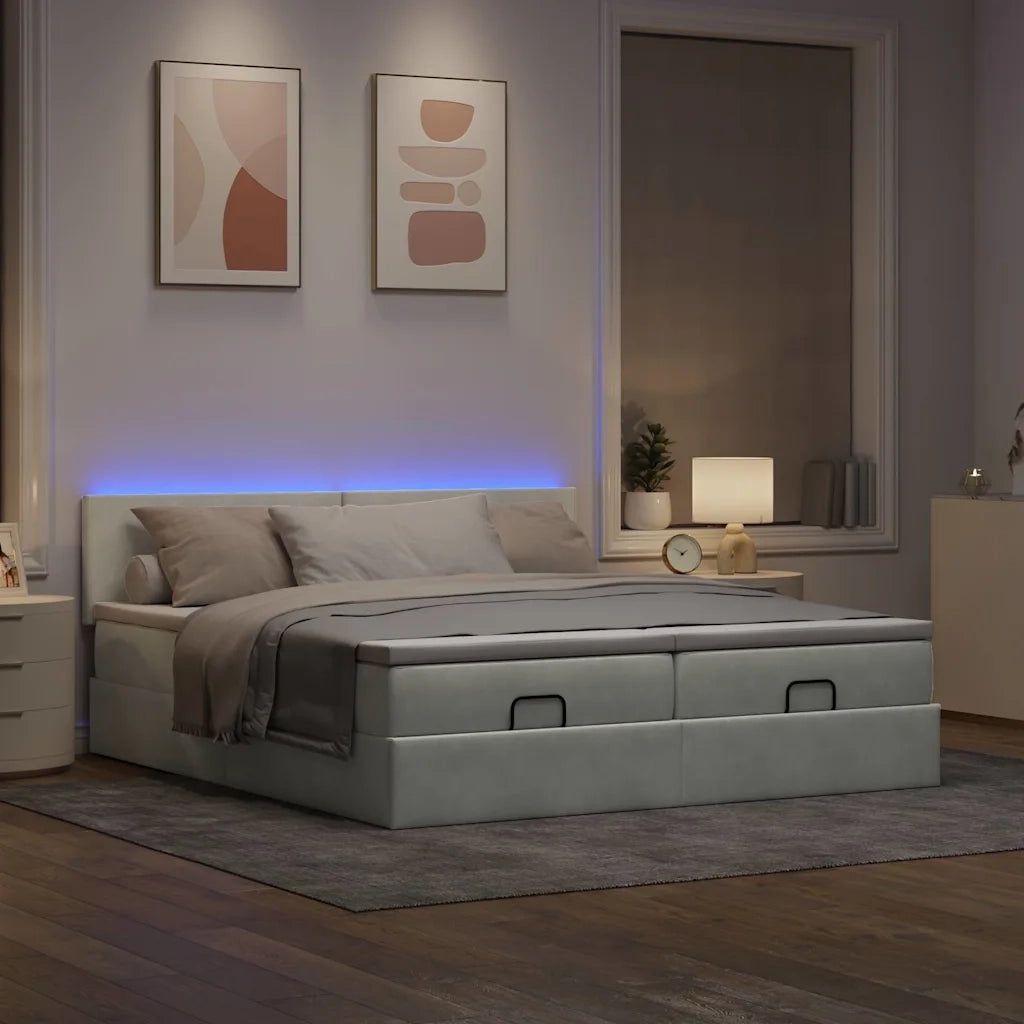 Struttura Letto Pouf con Materassi 160x200 cm in Velluto
