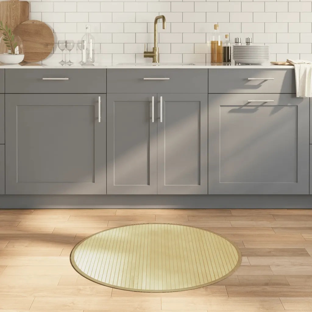 Tappeto del soggiorno | Tappeto Rotondo Naturale Chiaro 80 cm in Bamb¨´