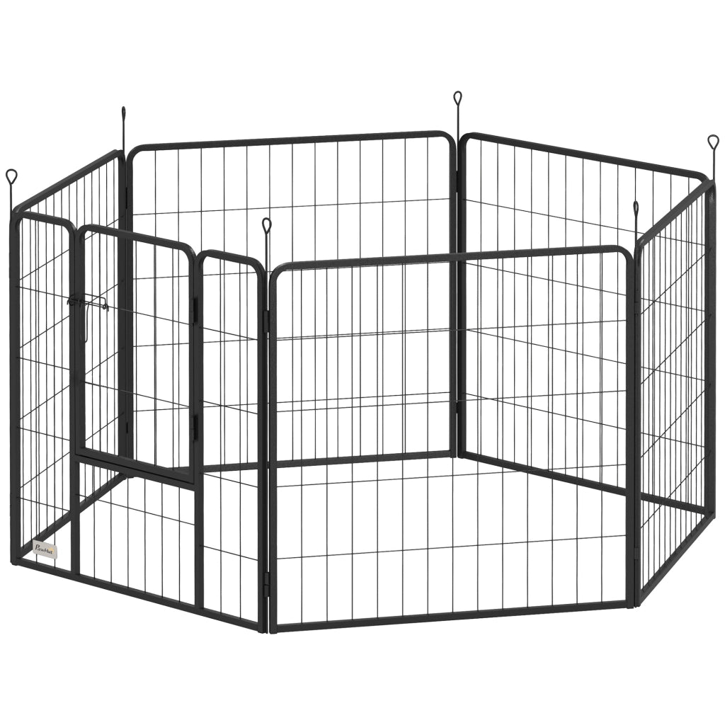 Recinto per Cani 6 Pannelli con Porta ¨C Minimal ¨C Nero 80 cm