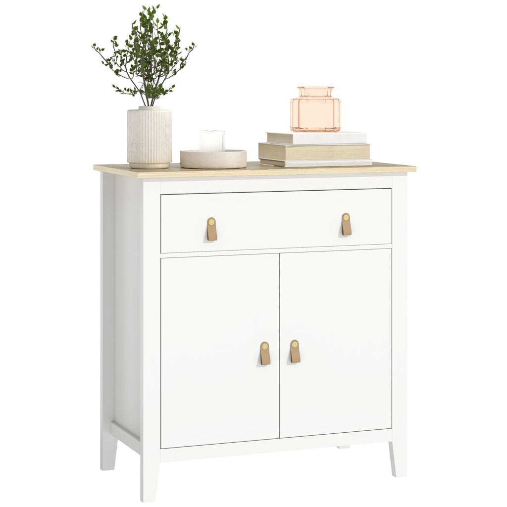 Armadio con cassetti e ripiani ¨C zephmum ¨C bianco e rovere 80x40x90