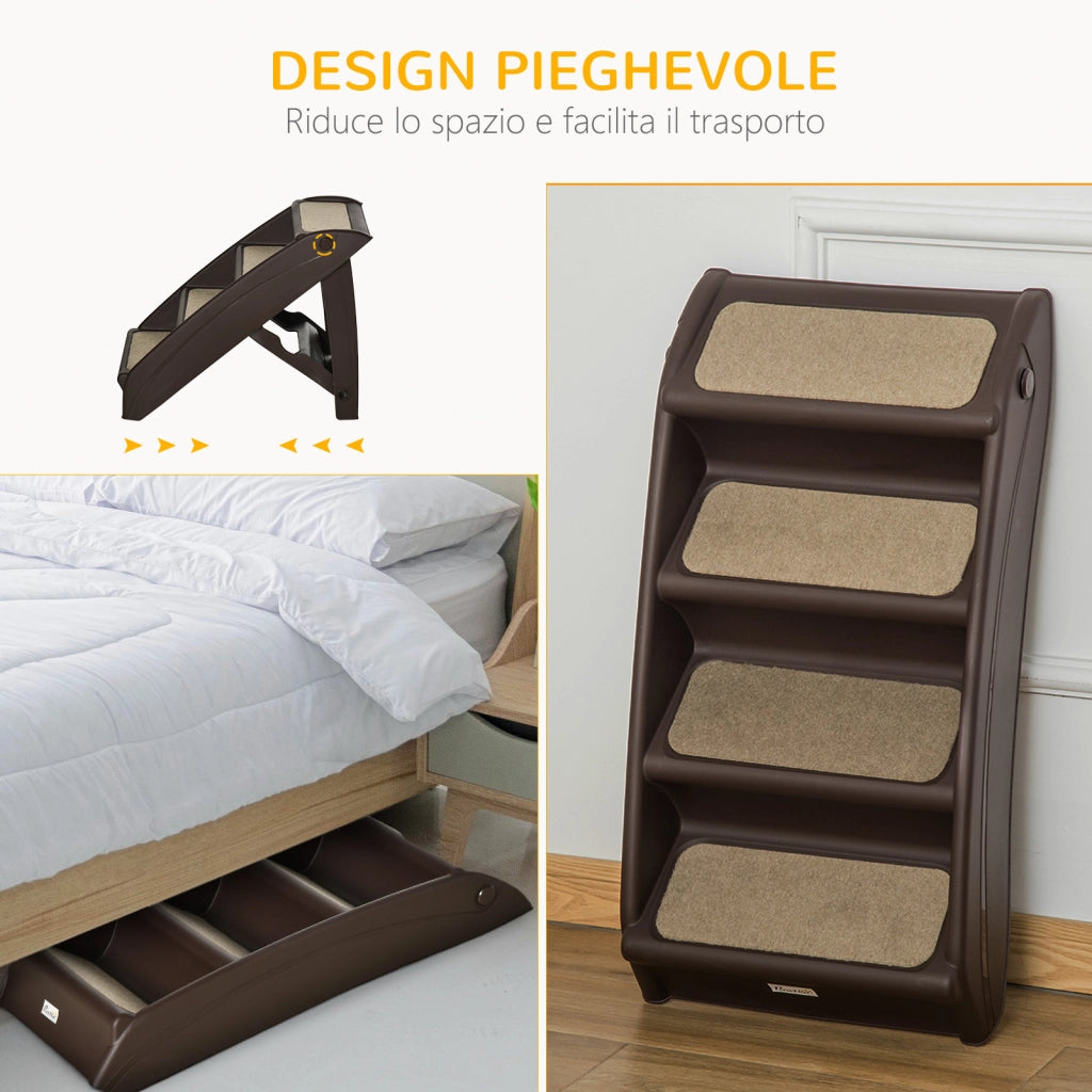 Scaletta Pieghevole per Cani ¨C Xylo ¨C 4 Gradini Antiscivolo PP Marrone