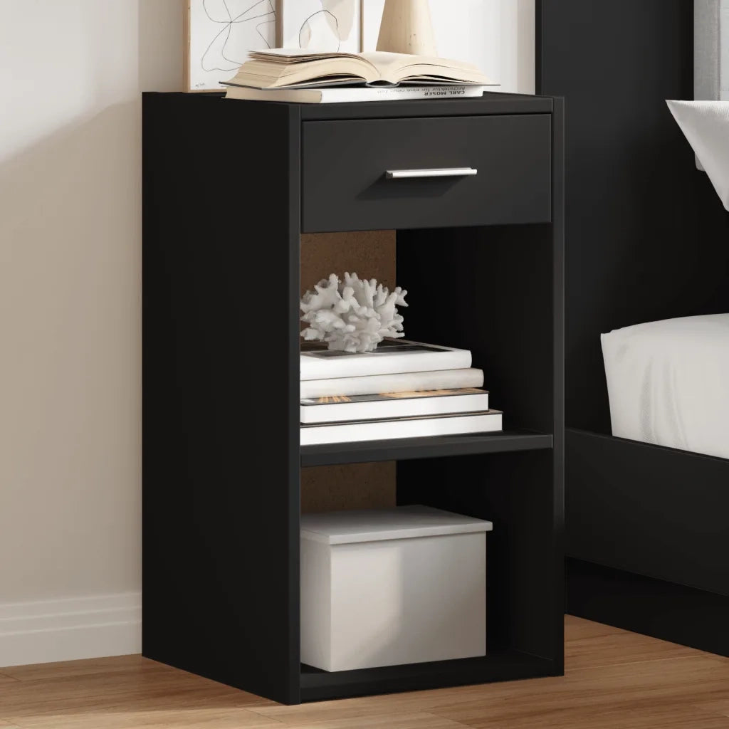 Set di 2 Comodini | Armadio da Notte | Mobiletto da notte Neri 35x34x65 cm in Legno Multistrato