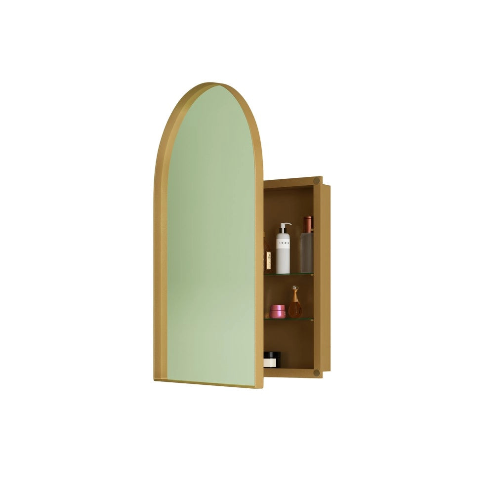 Armadietto Specchio con Ripiani Regolabili a Muro ¨C MINIMAL ¨C Oro