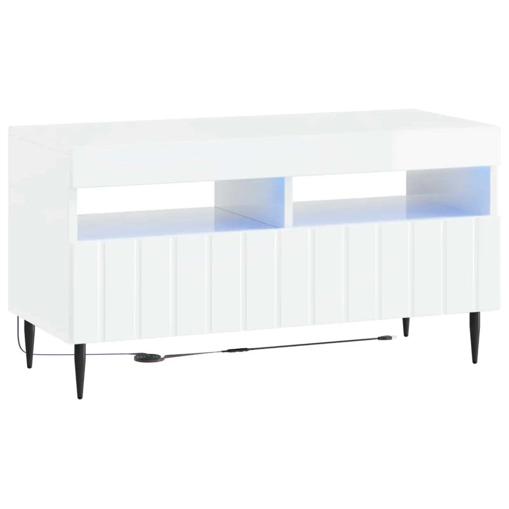 Mobile TV LED Bianco Lucido Legno ingegnerizzato 896559