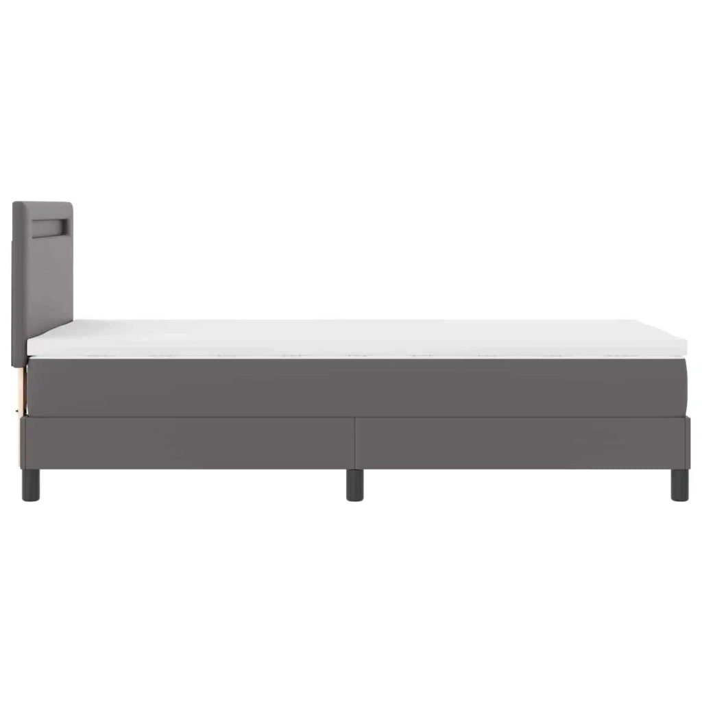 Letto a molle con materasso Grigio 90 x 200 cm Pelle sintetica 3339034