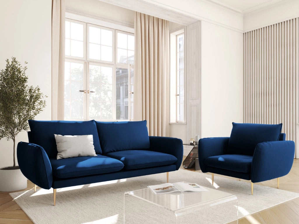 Cosmopolitan Design - Poltrona "Vienna" in velluto blu reale 