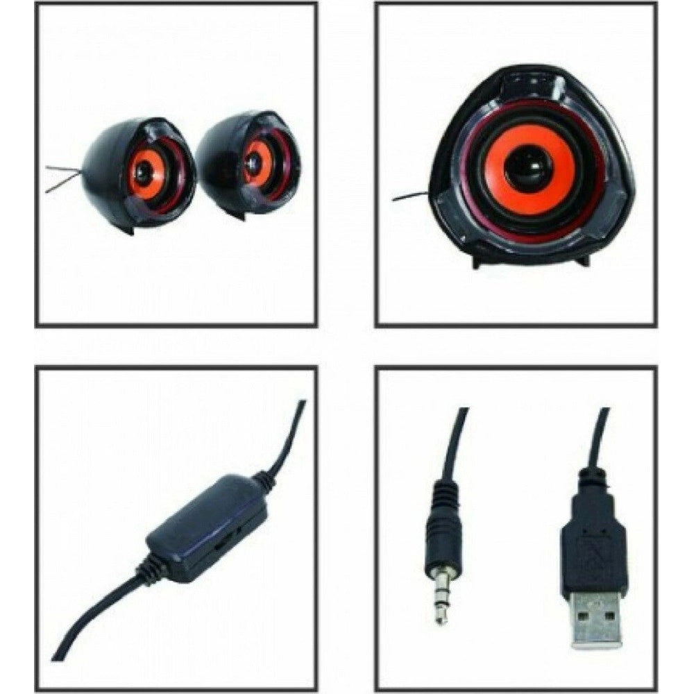 Trade Shop - Speaker Altoparlanti Stereo Per Computer Pc 2.0 Cablato Cavo Usb Aux 3,5mm Q87 -