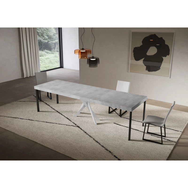 Consolle allungabile 90x40/300 cm Saki Premium telaio Bianche - Cemento