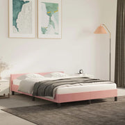 Giroletto con Testiera senza Materasso Rosa 140x200 cm Velluto 347578