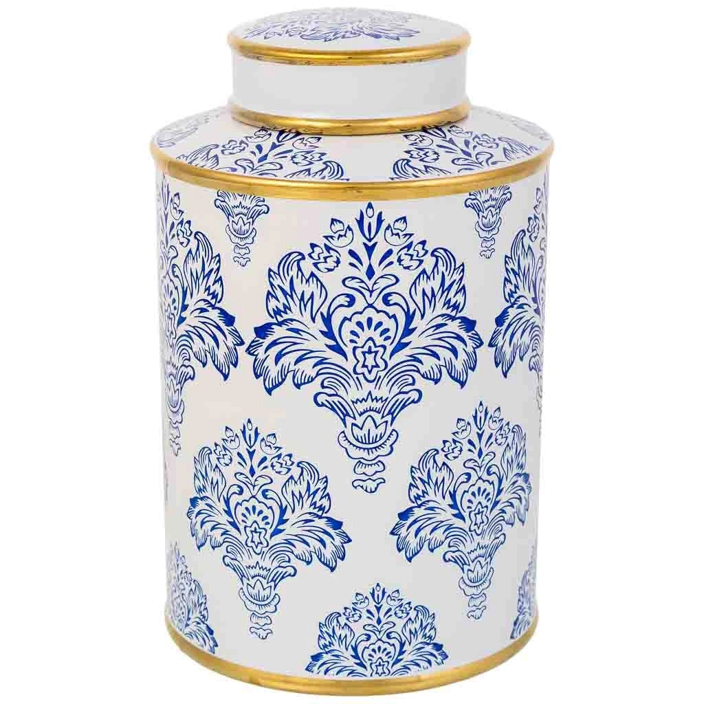 Vaso in ceramica bianca e blu, D17x27h cm