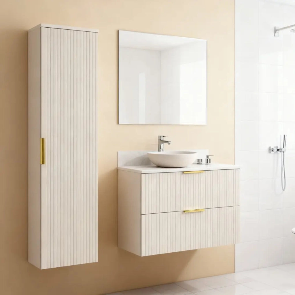 Set da bagno NOXERA 80 cm – Marrone congo – piano per lavabo + colonna