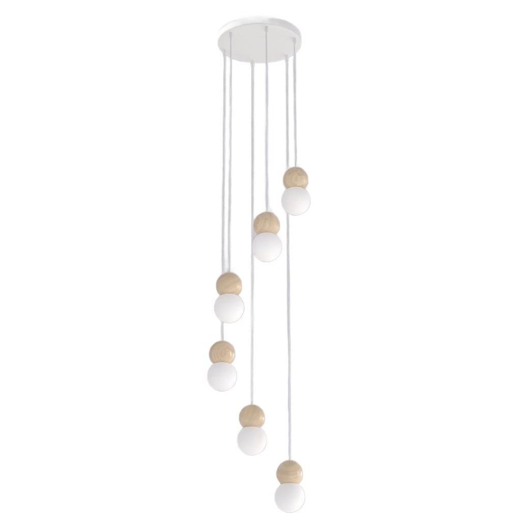 Lampada a sospensione LOOP 6xG9 bianco-beige Emibig