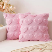 Set di cuscini da letto 45*45 cm, 2 pezzi, cuscini da letto con disegno di cuori in jacquard a pelo di velluto, decorazione d'amore romantica per coppie, ragazze, matrimoni, divani, salotti, letti, rosa.
