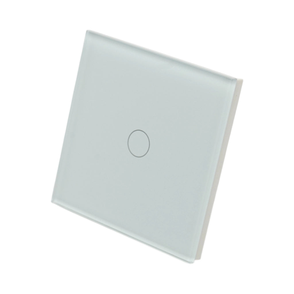 Interruttore touch per testa scala bianco 220V, spia luminosa, cornice in vetro 86x86x34mm