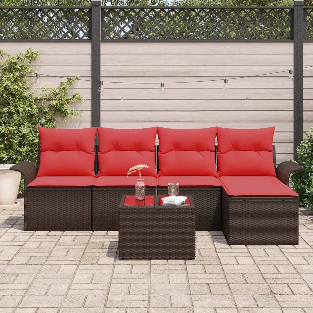 Set Divano da Giardino con cuscino 6 pcs Marrone polyrattan 3345334