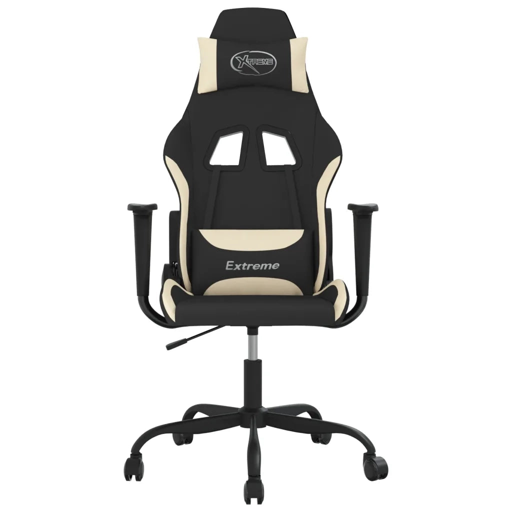 Sedia da Gaming Nero e Crema in Tessuto 3143711