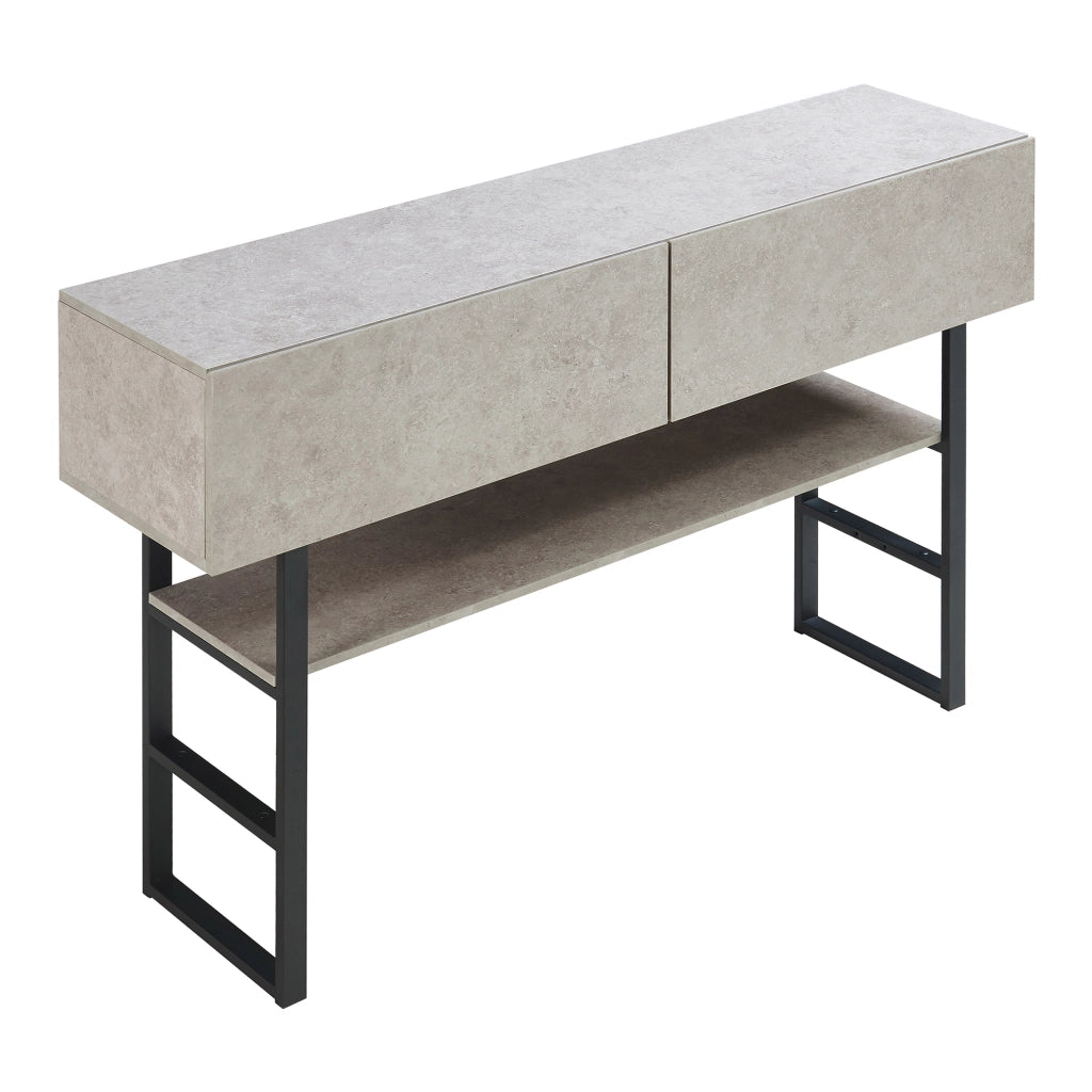 Tavolo Consolle Varberg con Cassetti e Ripiano 75 x 120 x 30 cm - Effetto Cemento Chiaro [en.casa]