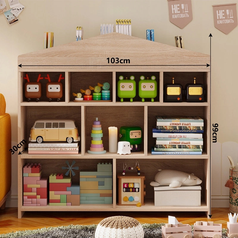 Scaffale marrone per bambini, ideale per giocattoli, libri, accessori e come organizer, con 9 scomparti