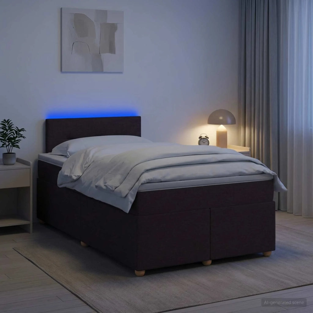 Letto box spring con materasso Marrone Scuro 120 x 190 cm 3452376