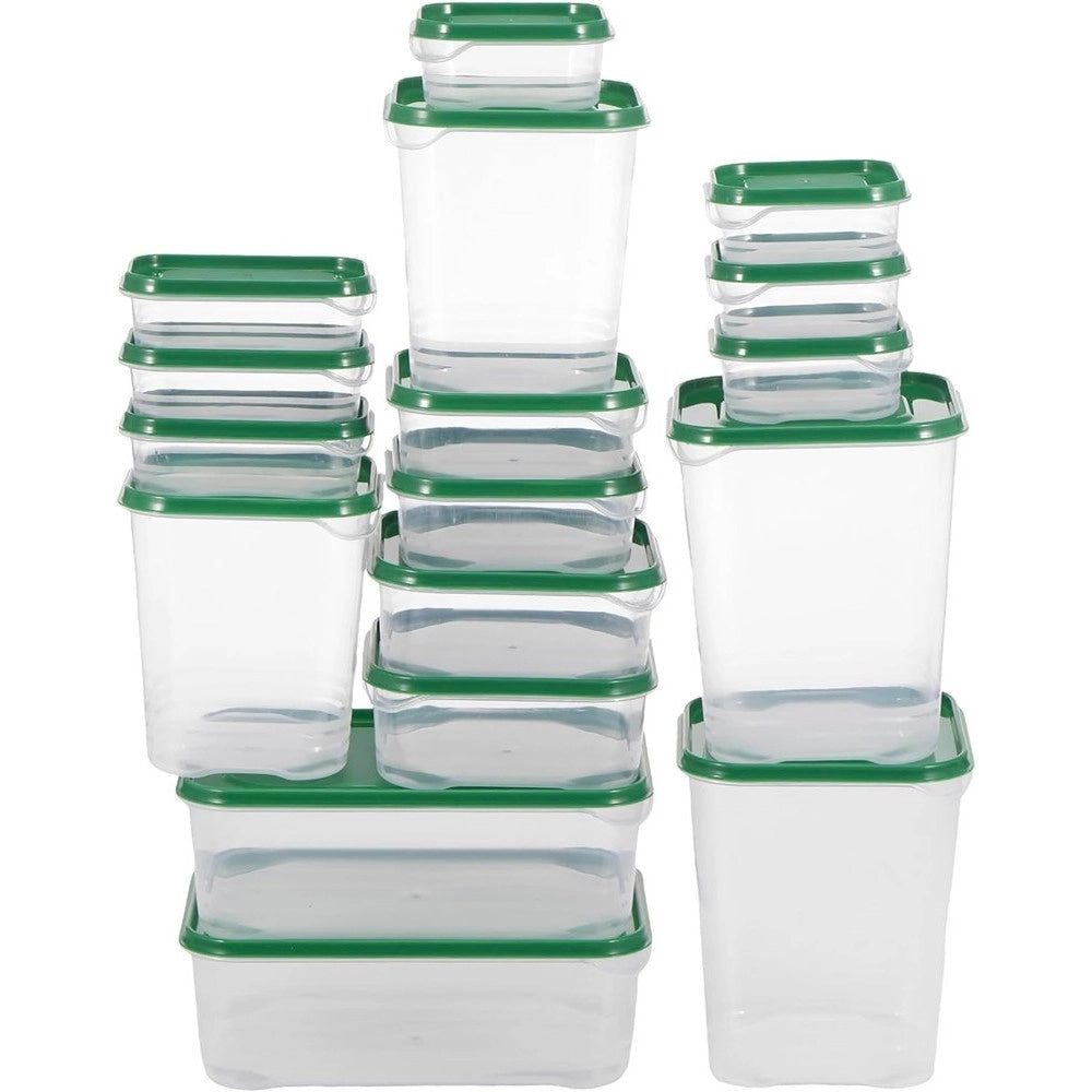 Trade Shop - Set 17pz Contenitori Per Alimenti Con Coperchio Impilabili Trasparenti Microonde -