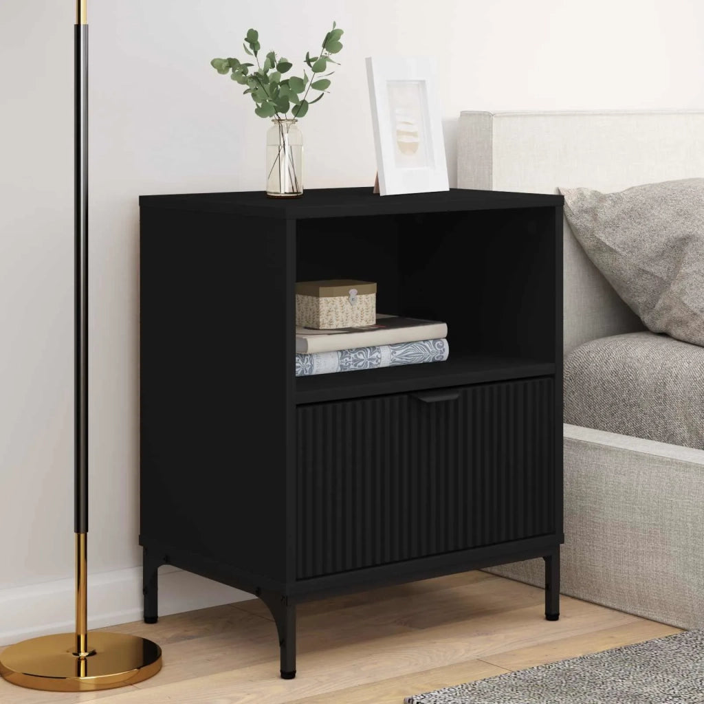 Armadio da Notte 2 pcs Nero 49 x 36 x 61 cm Legno multistrato 883477