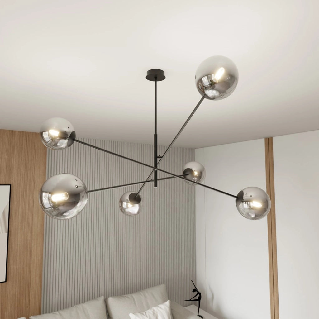 Lampadario Emibig Linear 6xE14 nero/cromo 102cm dimmerabile