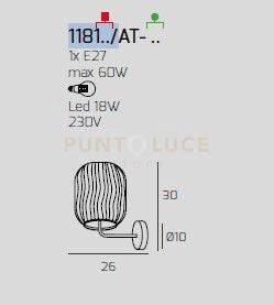 APPLIQUE CROMO 1 LUCE VETRO AMBRA 1181CR-AT-AM