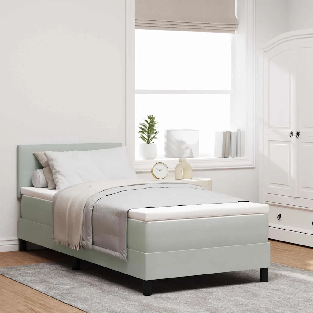 Letto a Sorgente LED con led Grigio chiaro 100 x 200 cm Velluto