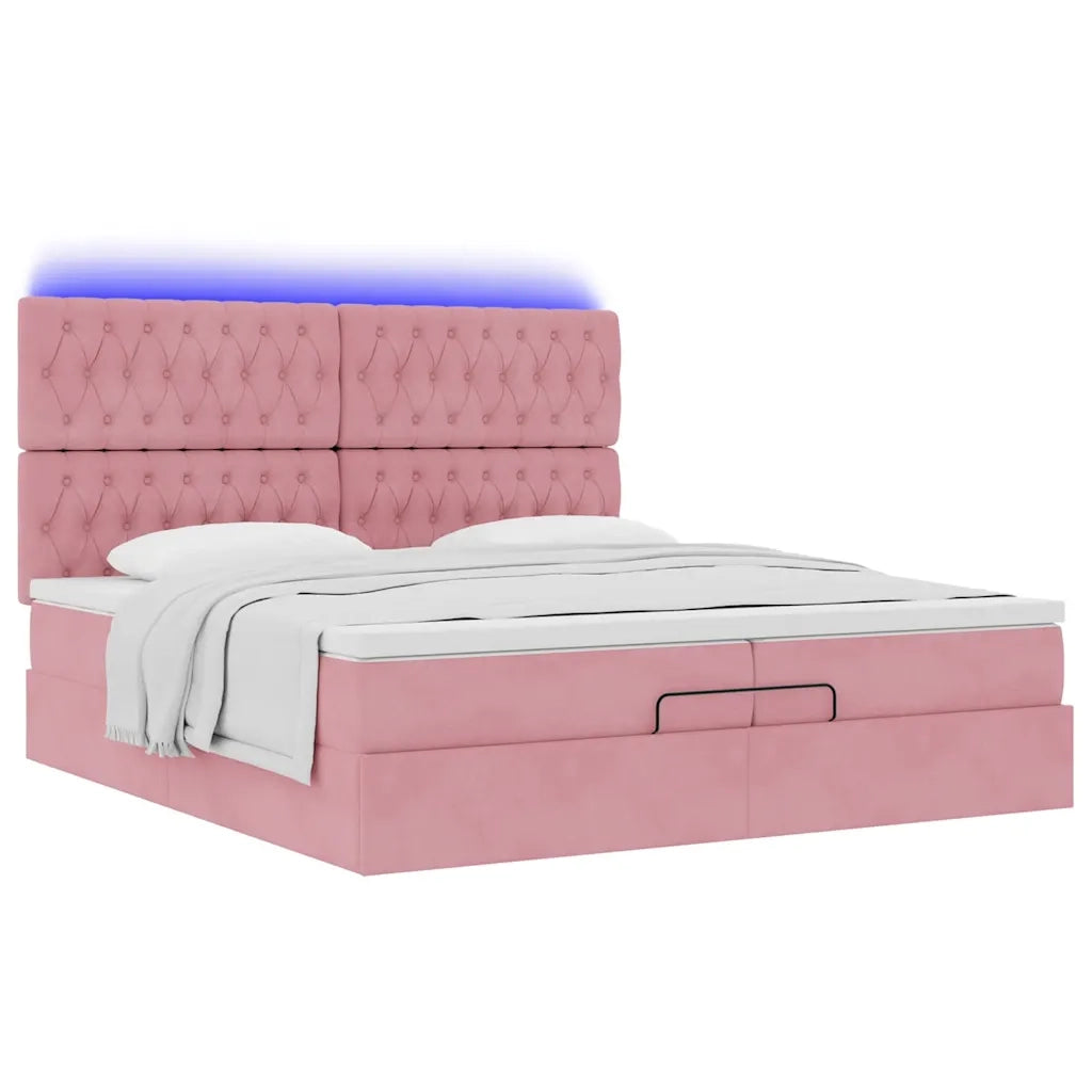 Struttura Letto Pouf con Materassi Rosa 200x200 cm Velluto 3314419
