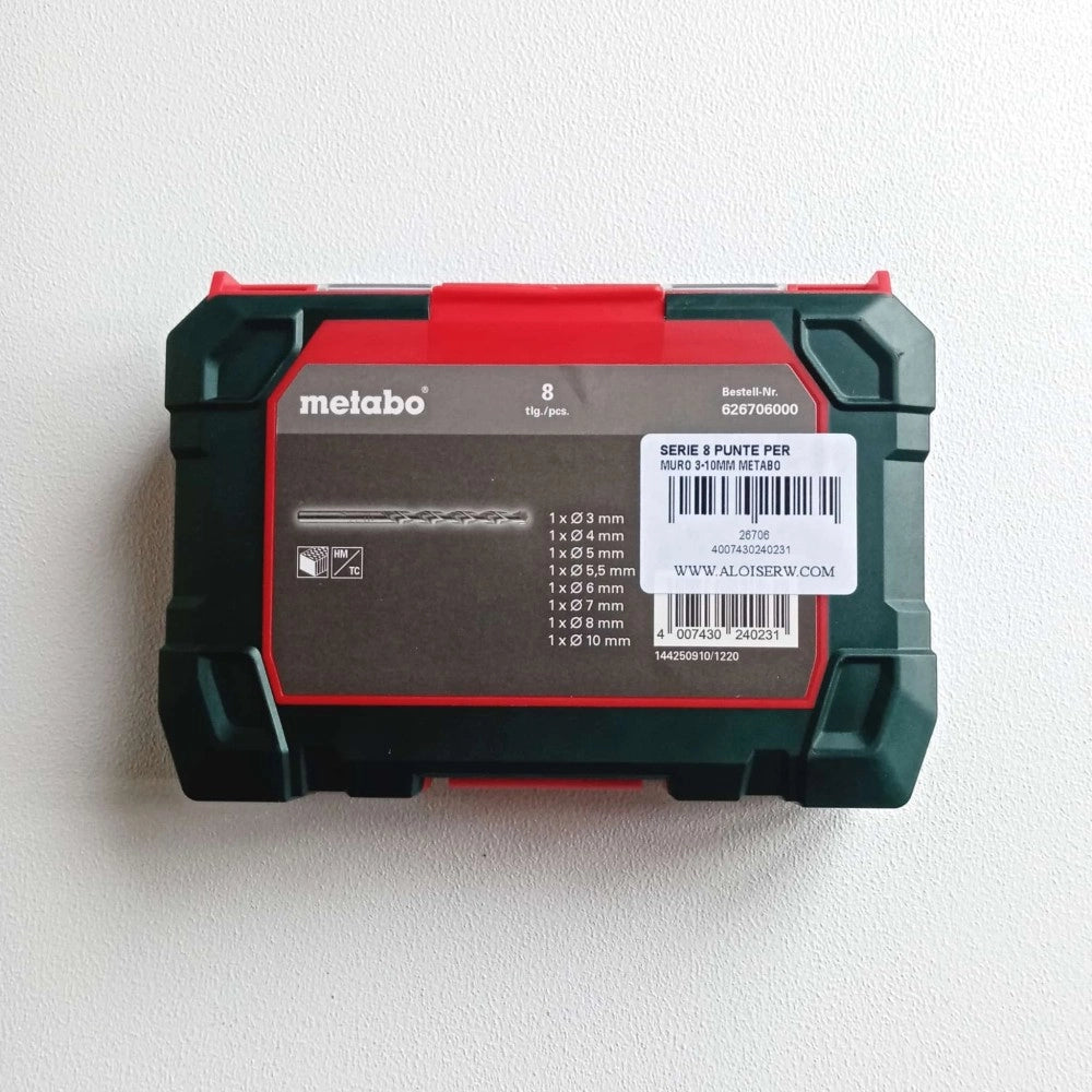 Metabo set 8 punte per muro a 2 taglienti attacco normale