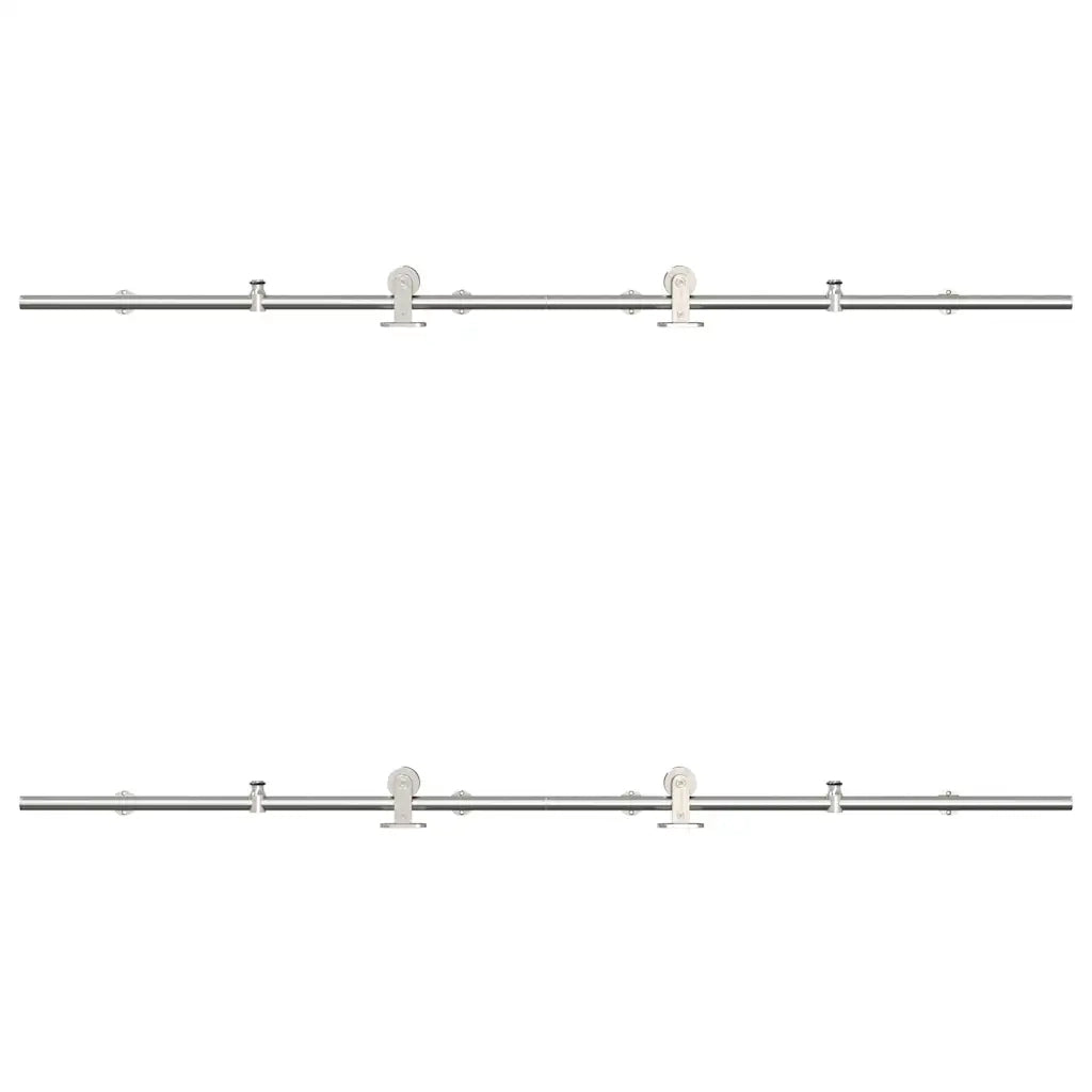 Kit Binari Porta Scorrevole 183 cm Acciaio Inossidabile Argento