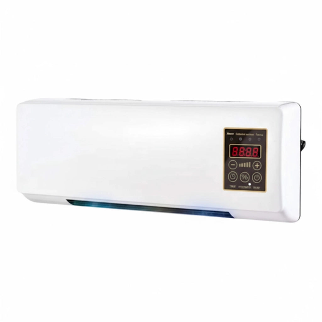 Termoventilatore Elettrico Da Parete 2000W Con Telecomando Display LED Doppia Modalità Caldo E Ventilazione Timer 6 Ore Stufa Silenziosa Per Camera Ufficio Piccoli Ambienti 54 x 14 x 20 Cm Bianco