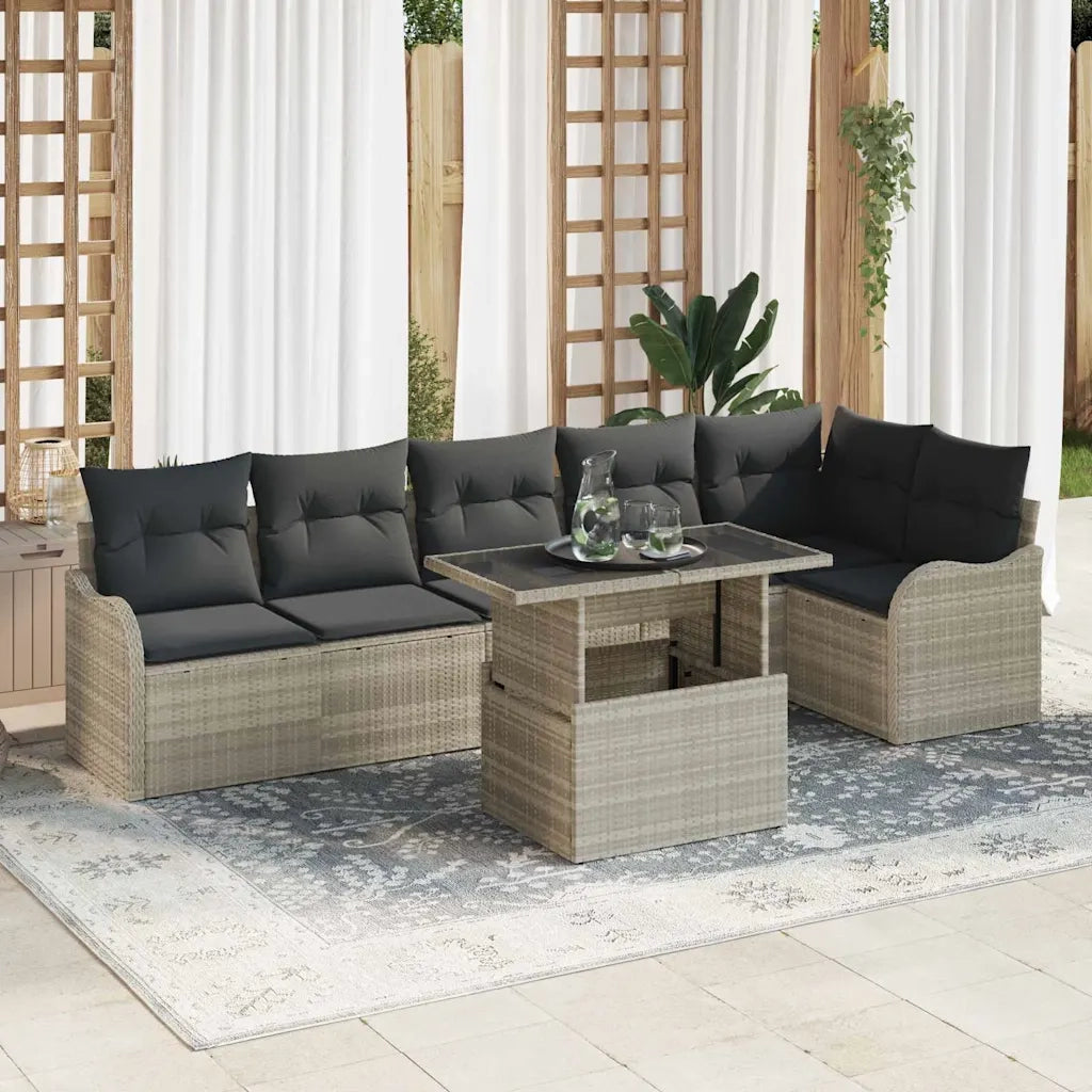 Set Divano da Giardino con cuscino 7 pcs Grigio chiaro 3357215