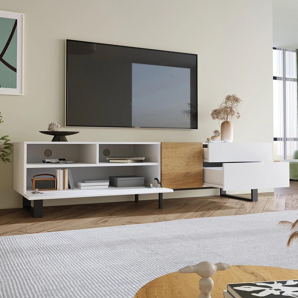 Mobile TV minimal - Xylo - 180x50x38cm legno/bianco