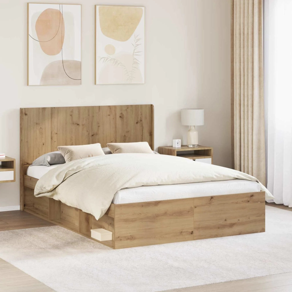 Letto da camera | Struttura del letto con stoccaggio e testata 3 pcs