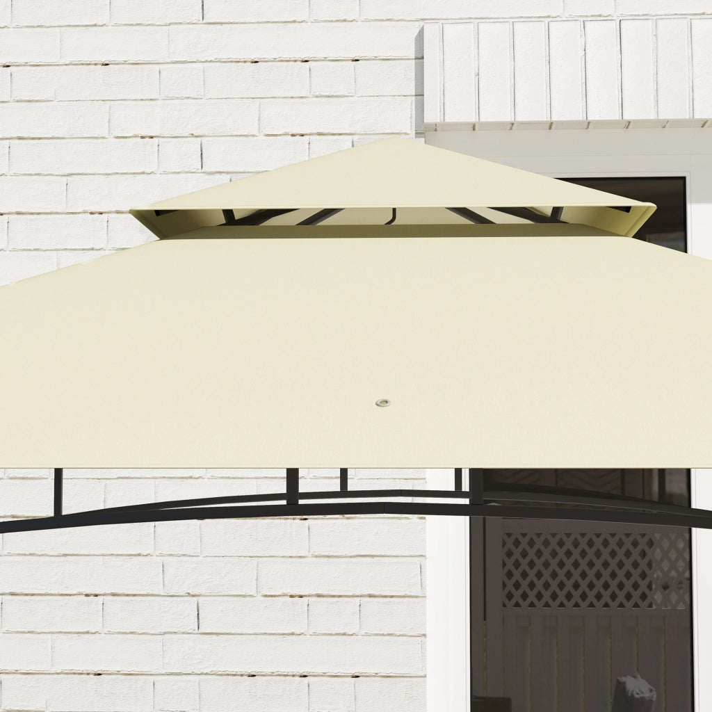 Gazebo Per Barbecue Impermeabile 240 X 150 X 257 Cm Acciaio Beige Con Doppio Tetto E Ripiani Laterali