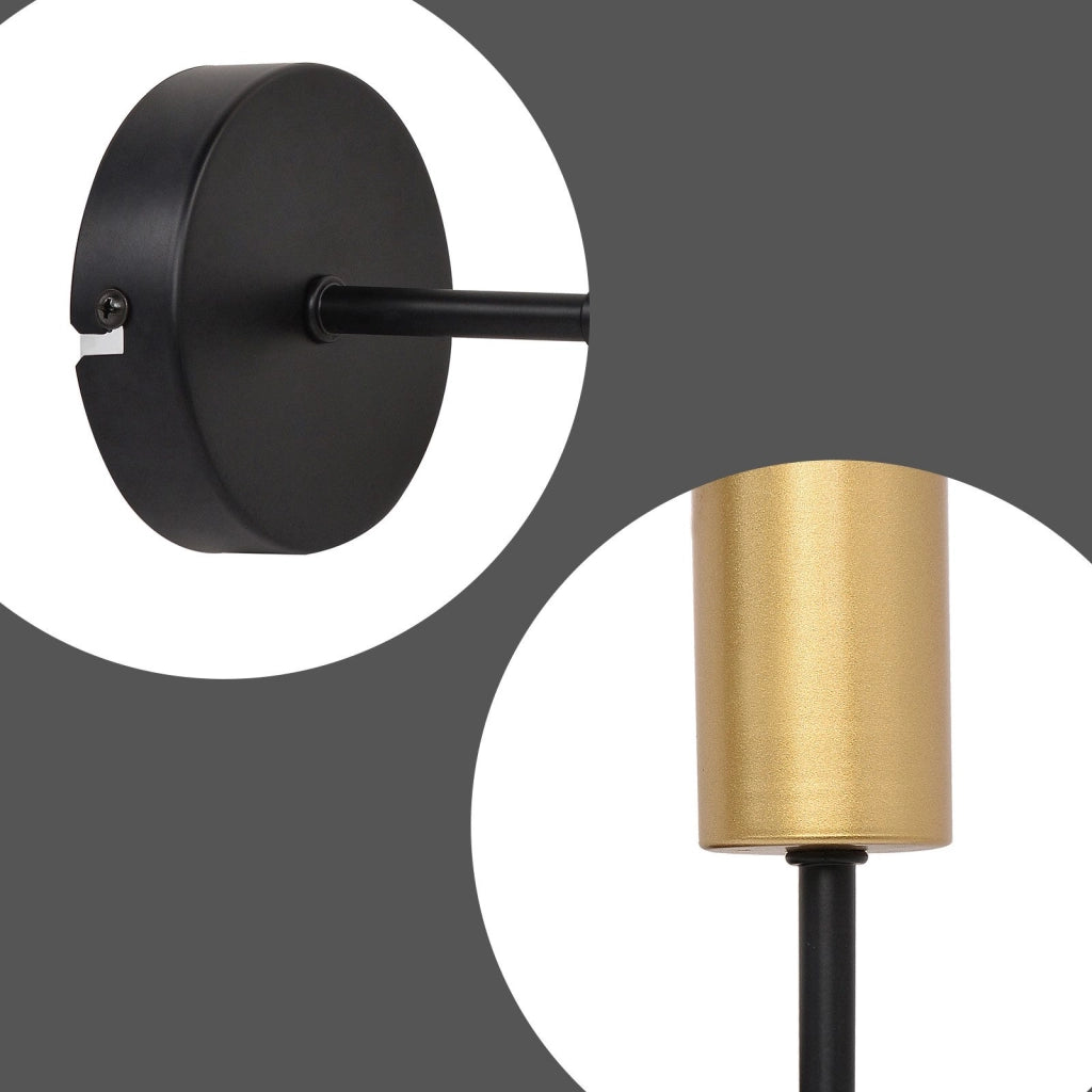 ZMH Applique da parete per interni 2ER nero oro E27 lampada industriale da corridoio retrò per scale