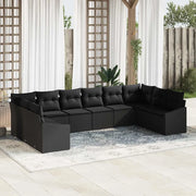 Set di divani con cuscino 10 pcs Nero polyrattan
