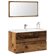 Mobile da Bagno con Specchio in Legno Antico Legno Multistrato 856377