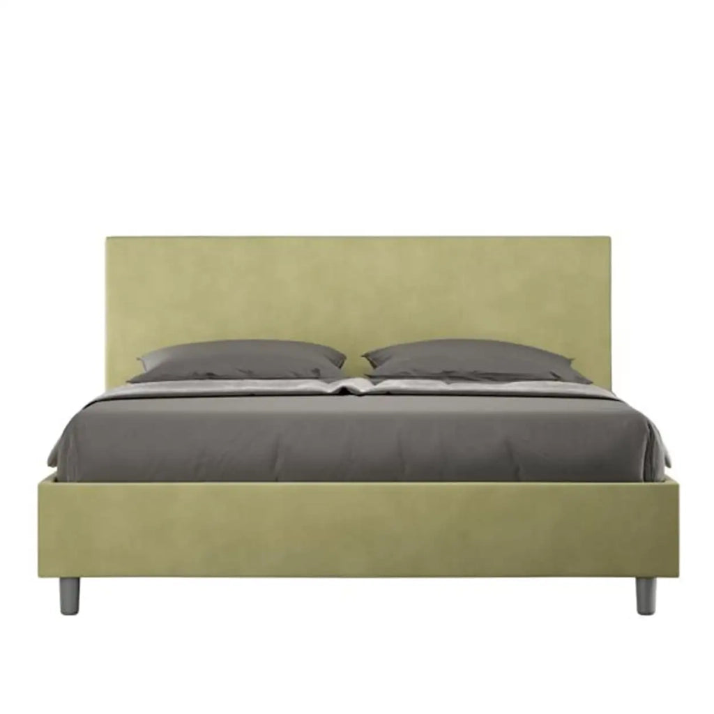 Letto matrimoniale contenitore imbottito 160x210 microfibra tè verde Adele