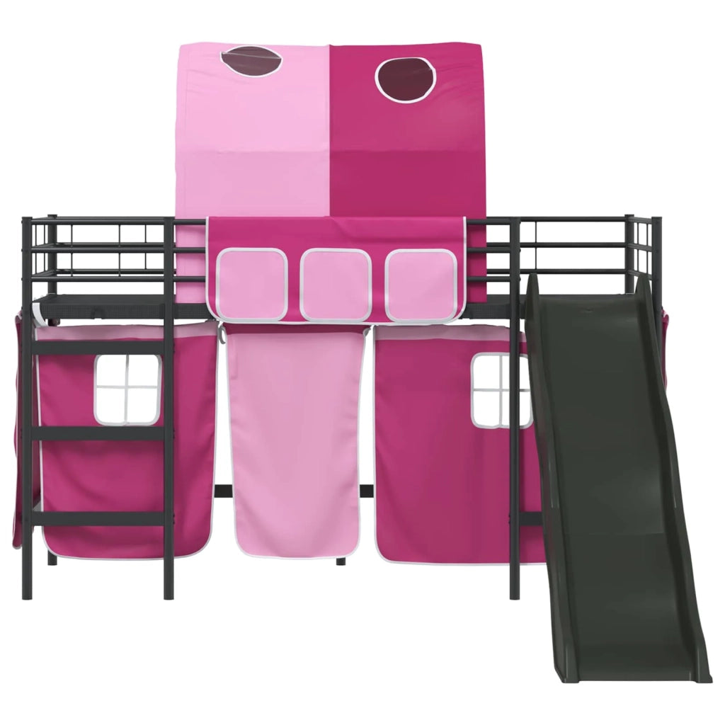Struttura del letto loft per bambini-Giroletto per bambini Nero e rosa 100 x 190 cm 747677