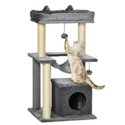 Tiragraffi per Gatti con Casetta e Amaca ¨C Minimal ¨C Grigio 100cm