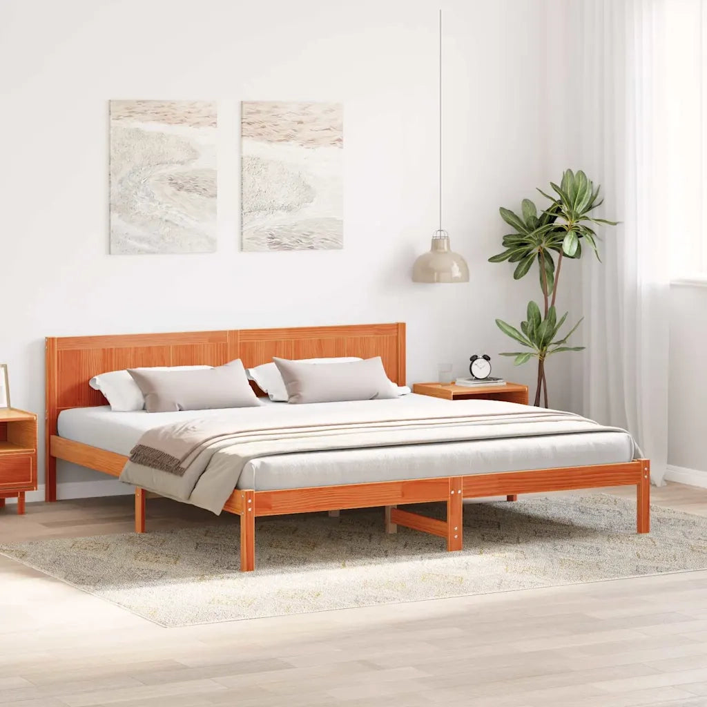 Struttura del letto Marrone 200 x 200 cm Legno massello di pino