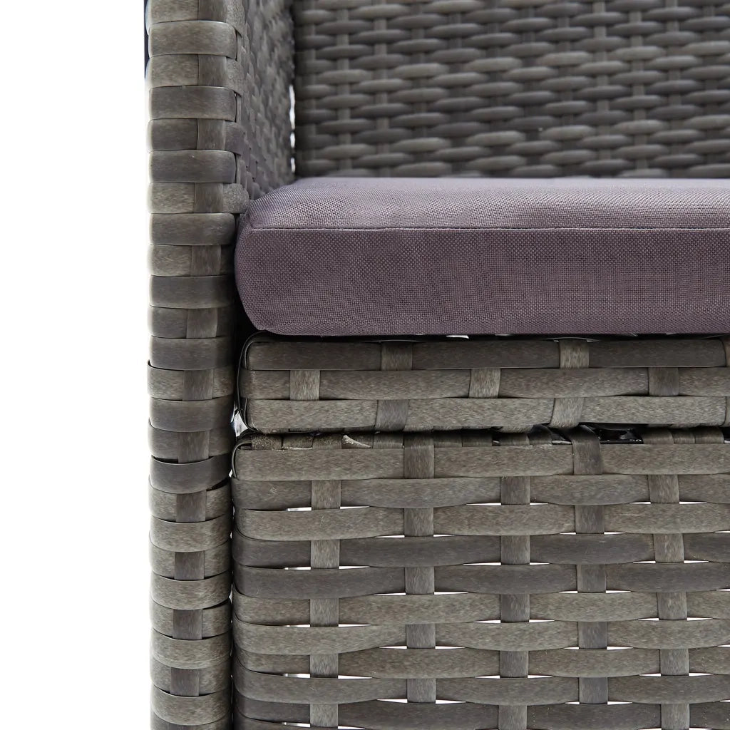 Set da Bistrot 3 pz in Polyrattan e Legno Acacia Grigio 3058367