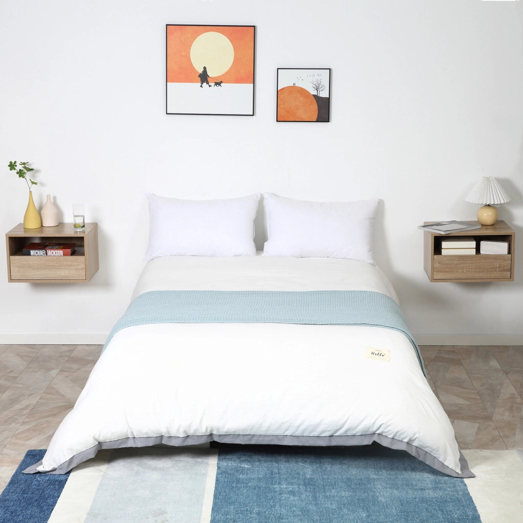 Comodino a muro ¨C Minimal ¨C Effetto quercia chiaro